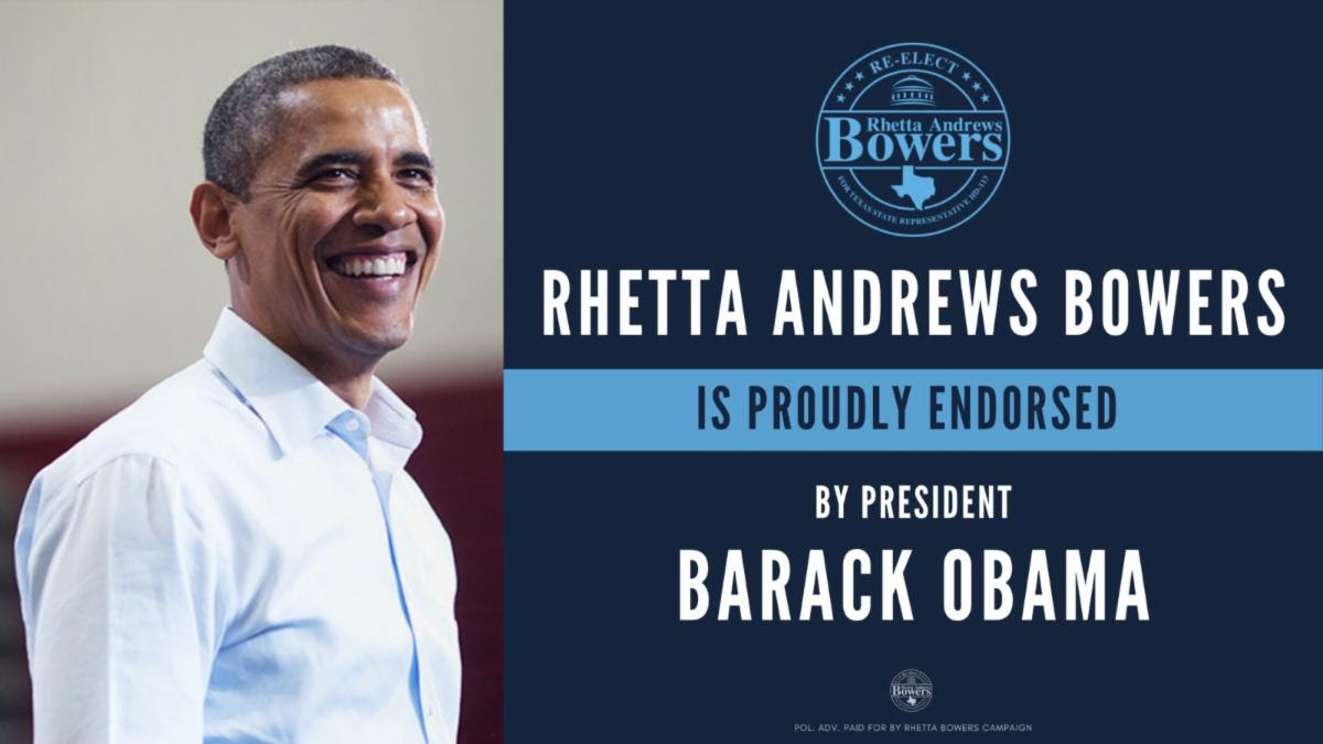 Barack Obama Endorsement - Rhetta Andrews Bowers